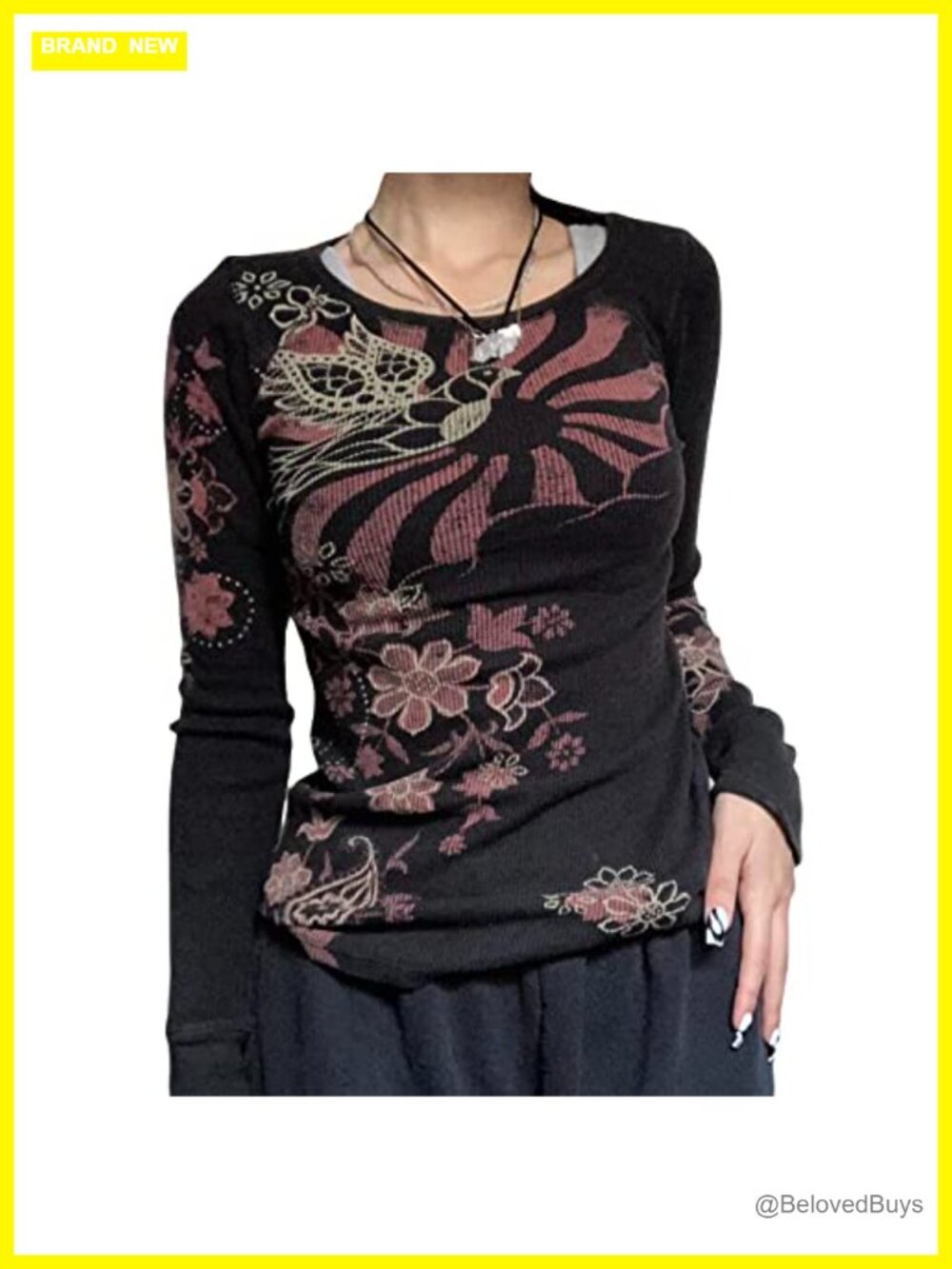 Y2k Fairy Grunge Long Sleeve Ribbed Knit Tee Coquette Aesthetic Top